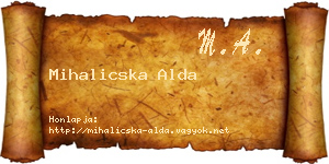 Mihalicska Alda névjegykártya